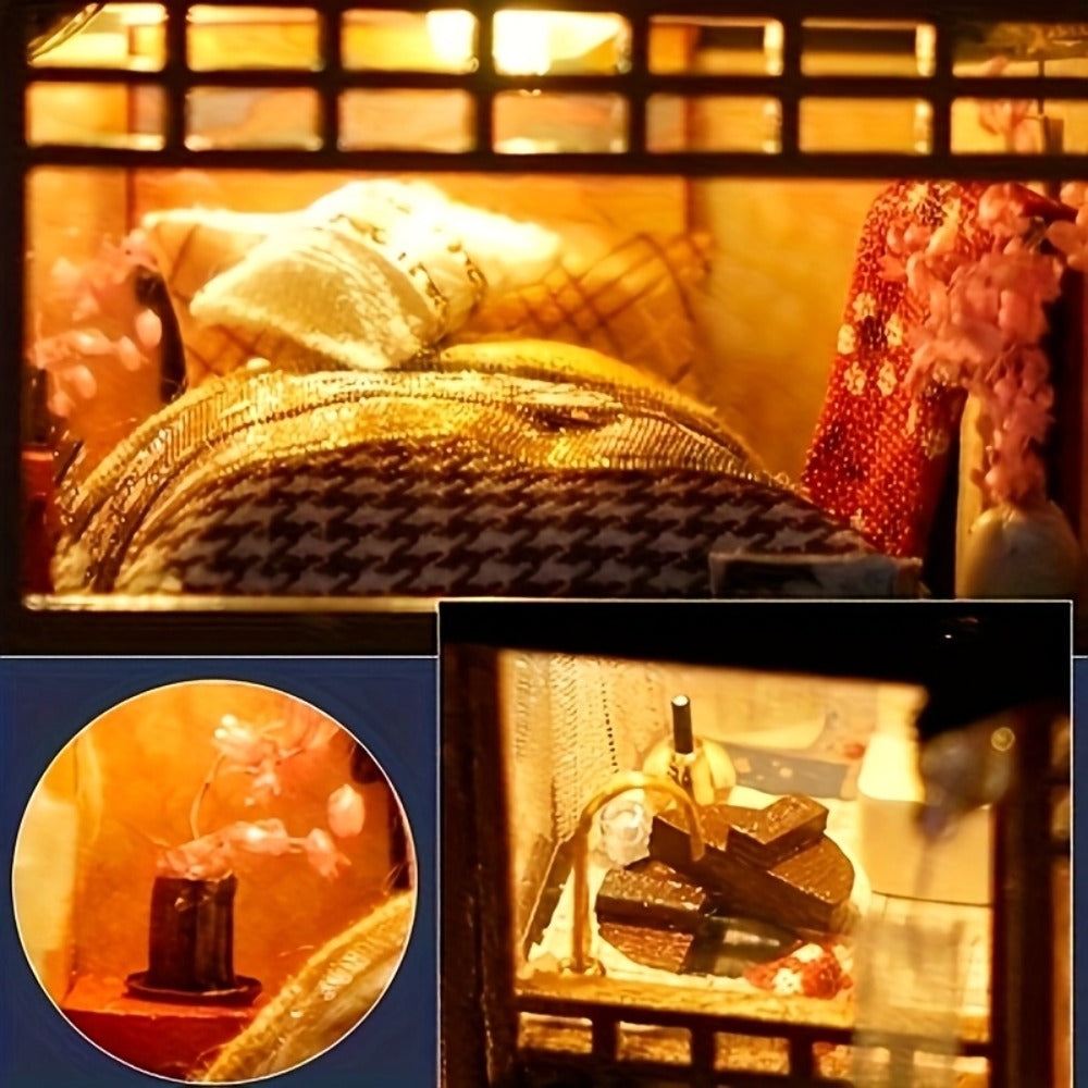 DIY Sakura Garden Wooden Miniature House Kit with Tatami-Style Interior
