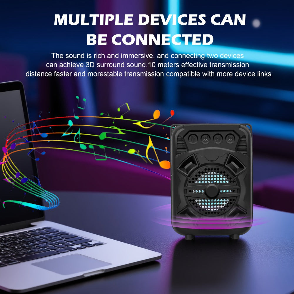 LED Light Portable Wireless Bluetooth Speaker Extra Bass Stereo Sound 10 Hours Playtime Compact Speaker for Shower Outdoor Beach Home Party Compatible with Smartphones Tablets Gifts for Men Women