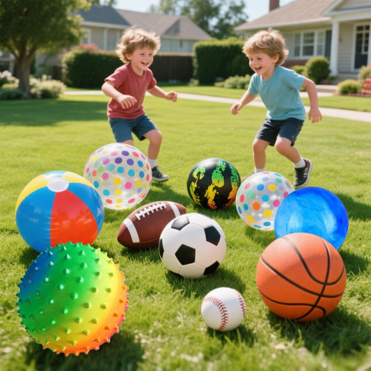 Kids Playground Ball Set with Air Pump, 9 Assorted Balls for Indoor & Outdoor Play
