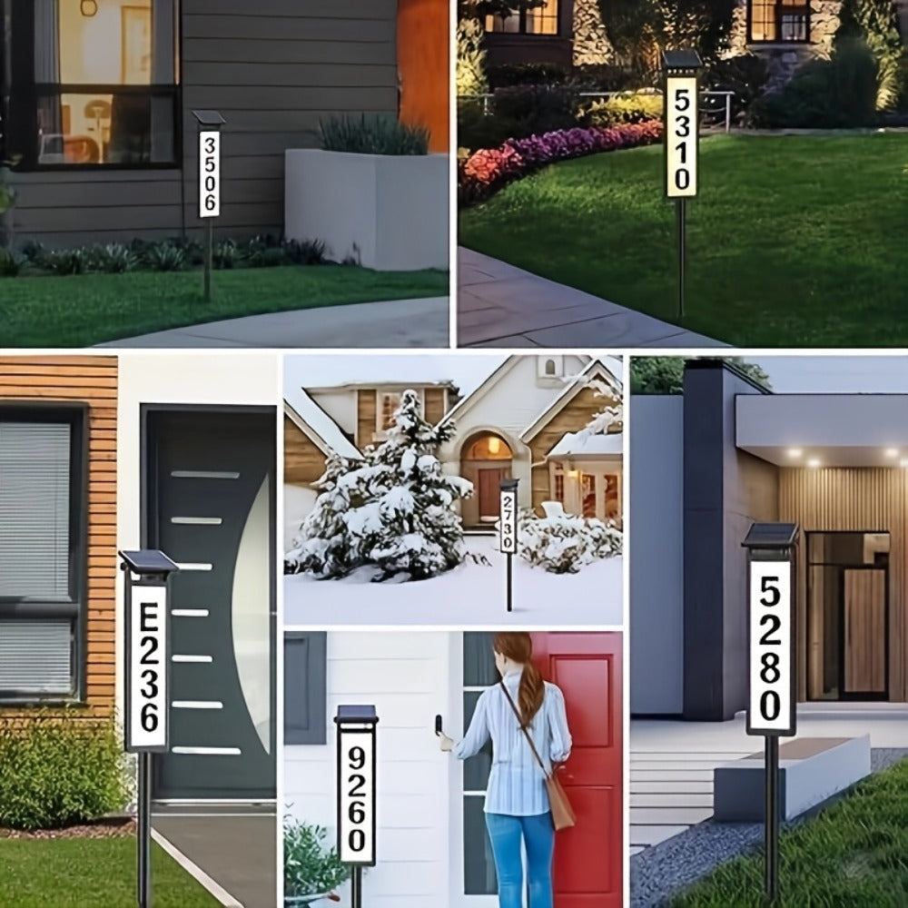 Solar House Number Light LED – DIY Address Sign with 38 LEDs, Switchable Warm & Cool White, IP44 Weatherproof, 270° Solar Panel, Auto On/Off for Home, Yard, Farm & Garden