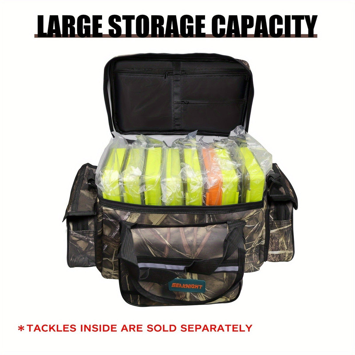 Fishing Tackle Bag Camo Durable Nylon Shoulder Carry Zipper Fishing Gear Storage Bag for Hiking Travel Outdoor Fishing Camouflage Multiple Colors