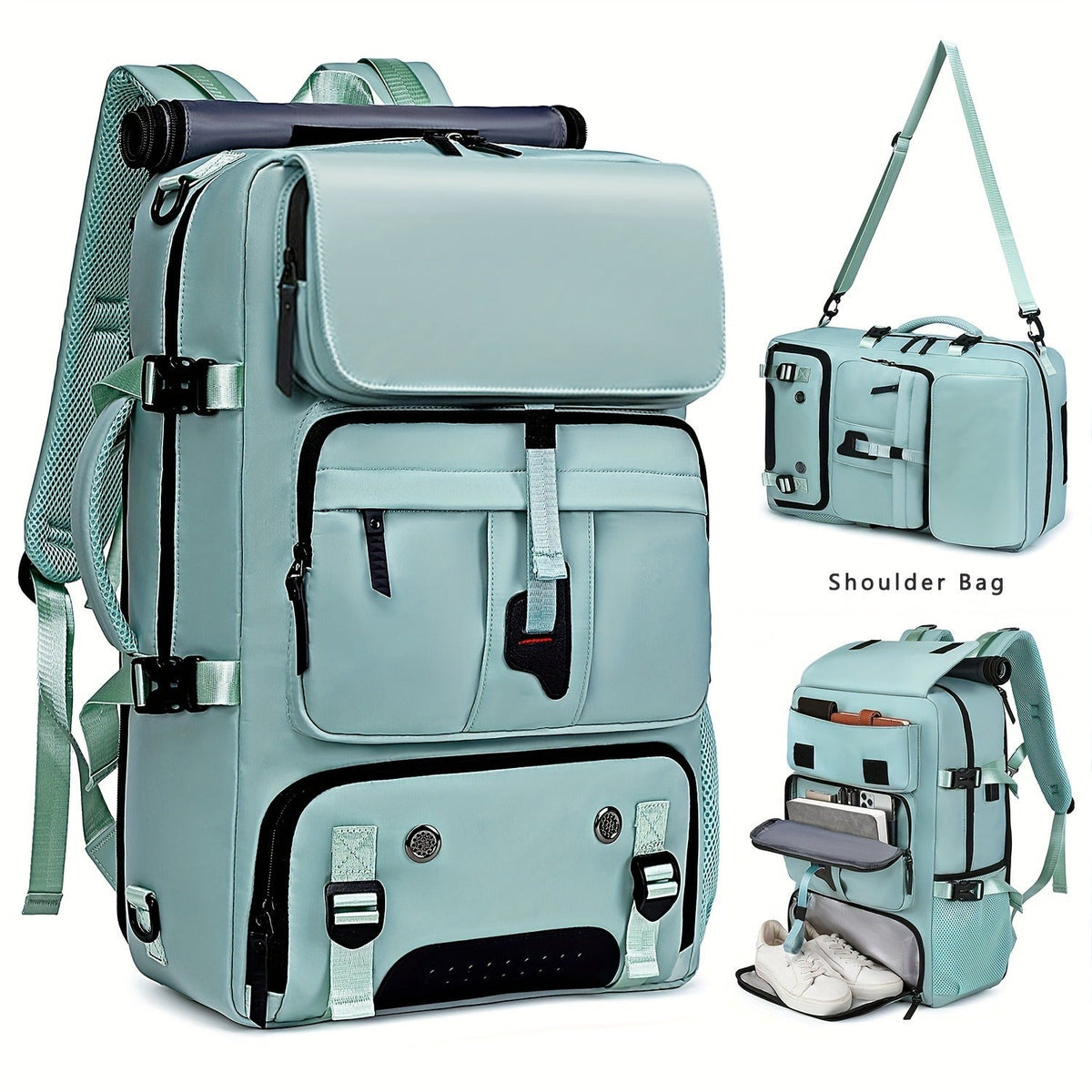 Large Capacity Laptop Backpack with Shoe Compartment & USB Charging Port – Waterproof Soft Shell Daypack for Men & Women, Multi-Functional Travel Rucksack for Business, College & Daily Commute, Multiple Colors Available