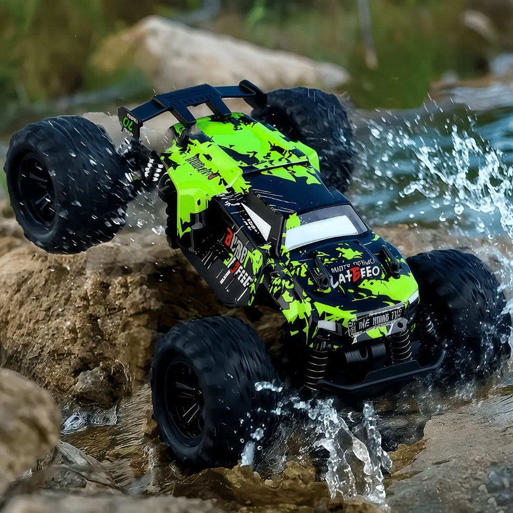 4WD RC Monster Truck with LED Lights, All-Terrain Remote Control Off-Road Car for Kids