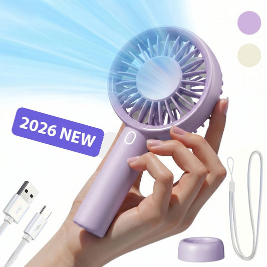 Portable Handheld Fan with 3 Speeds & USB Charging, Purple, White or Light Blue