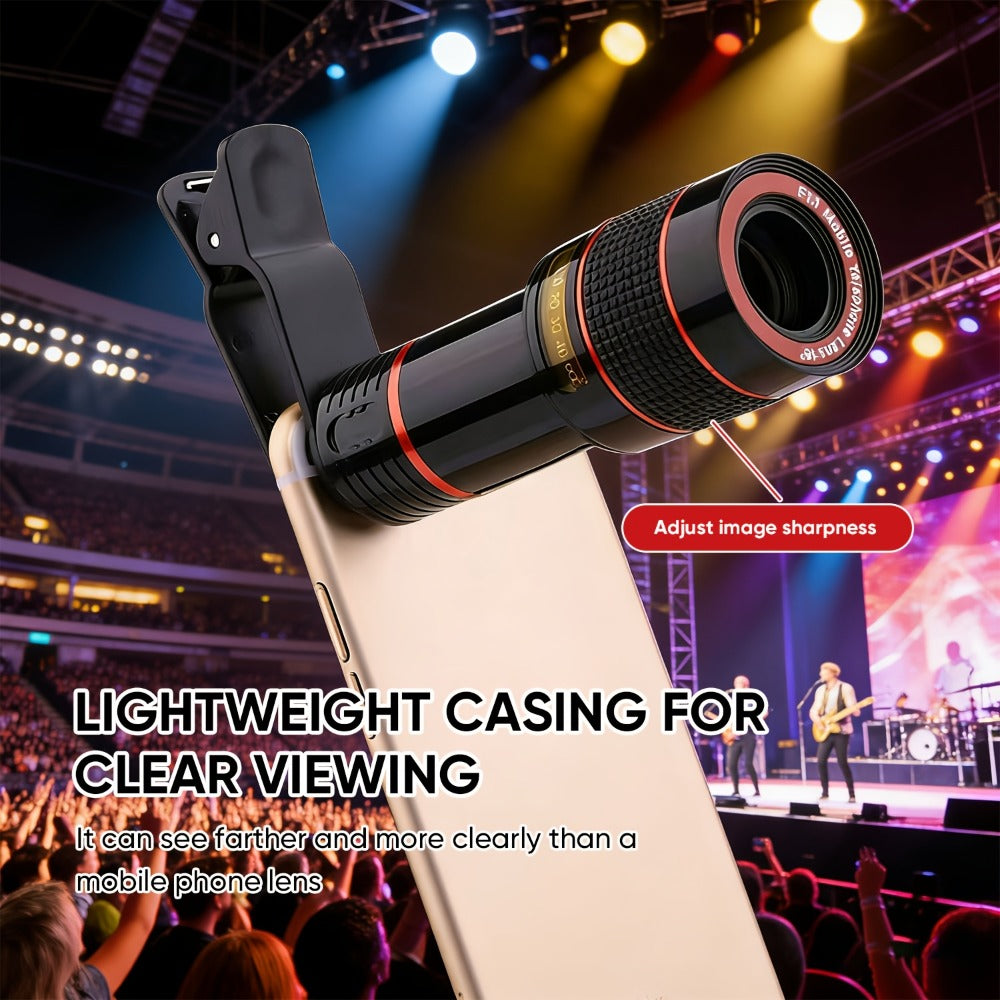 Portable Telephoto Zoom Lens for Smartphone – HD 2-in-1 Wide-Angle & Telephoto Clip-On Mobile Camera Lens, Precision Focus Ring, Universal iPhone & Android Fit, Travel Photography