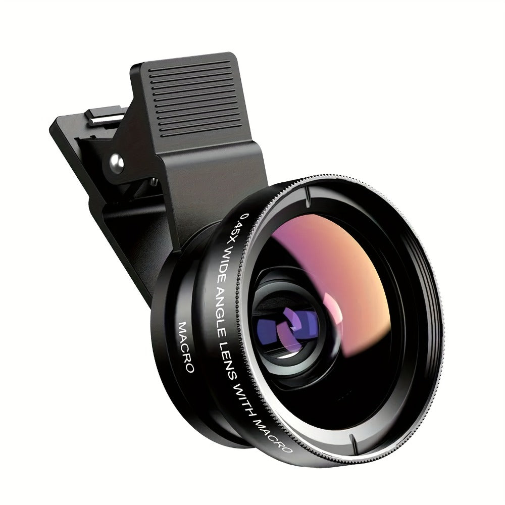 Clip-On Phone Lens Kit 2-in-1 – 0.45x HD Wide Angle & 12.5x Super Macro Lens for iPhone & Android, Universal Smartphone Camera Upgrade for Travel, Nature & Content Creation