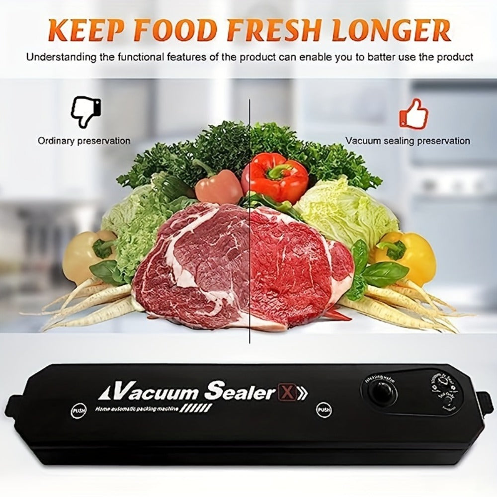 Vacuum Sealer Machine with 50 Vacuum Storage Bags – 2-in-1 Vacuum & Heat Sealing, One-Button Operation, Food Preservation Sealer for Freshness, Black or White