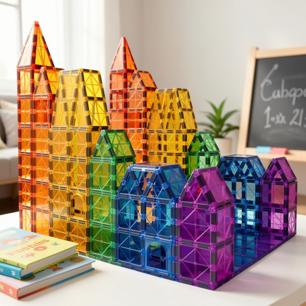 102-Piece Animal Village Magnetic Building Set with House Shapes