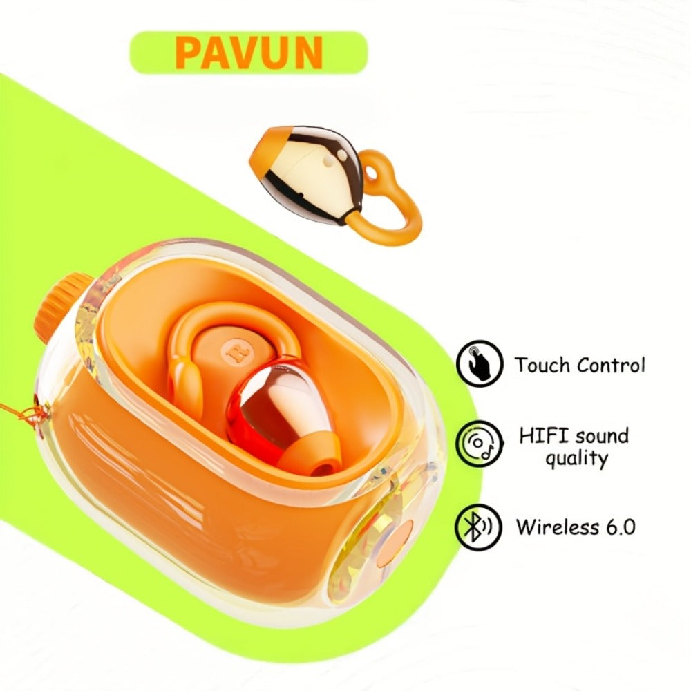 40H Open Ear Clip Earbuds OWS 6.0 TWS Sport Wireless Headphones Noise Cancelling Mic Transparent Case Lanyard Glasses Wearers Small Ears Gym Fitness Workout Orange Black Purple Grey