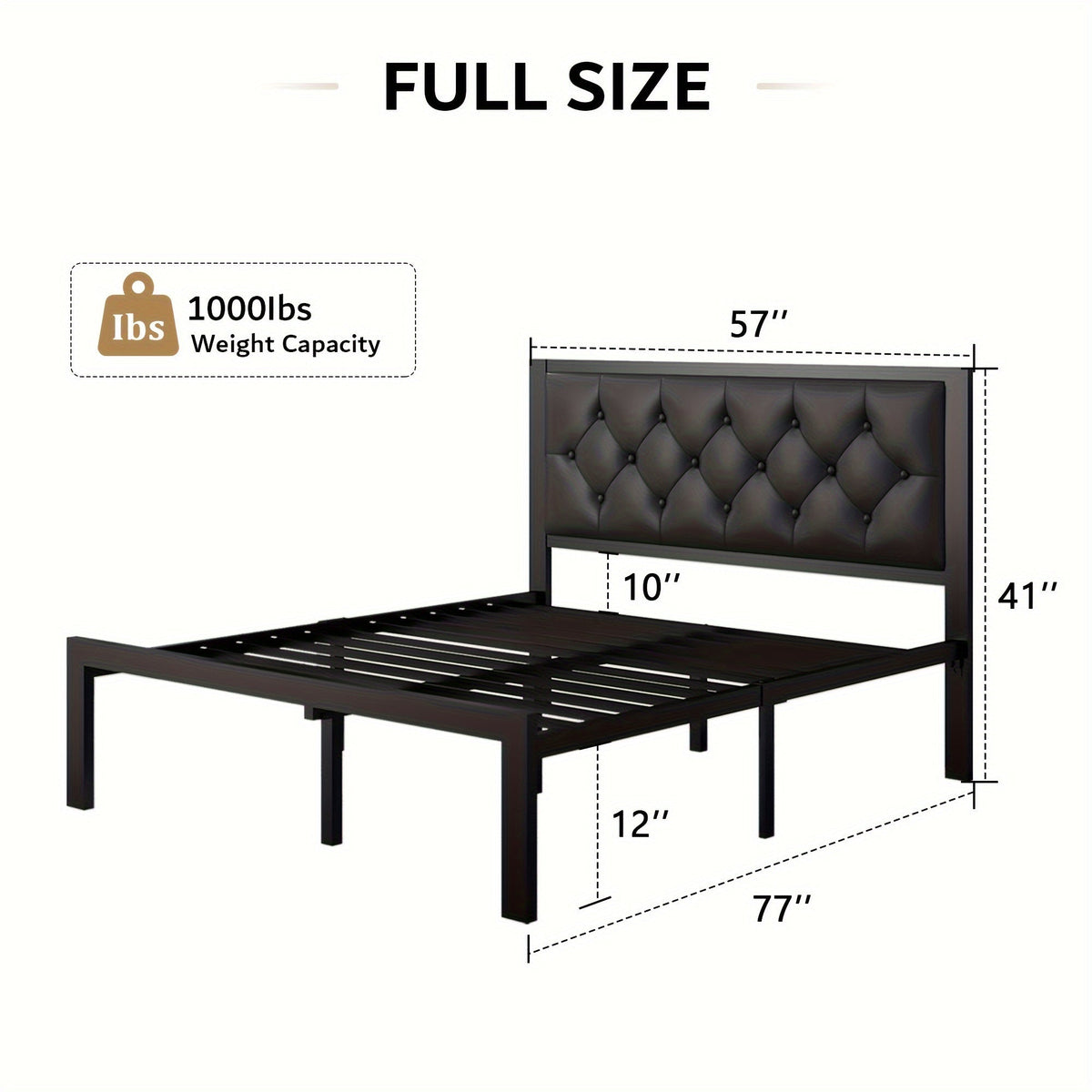 Bed Frame shown in the Black, Full option