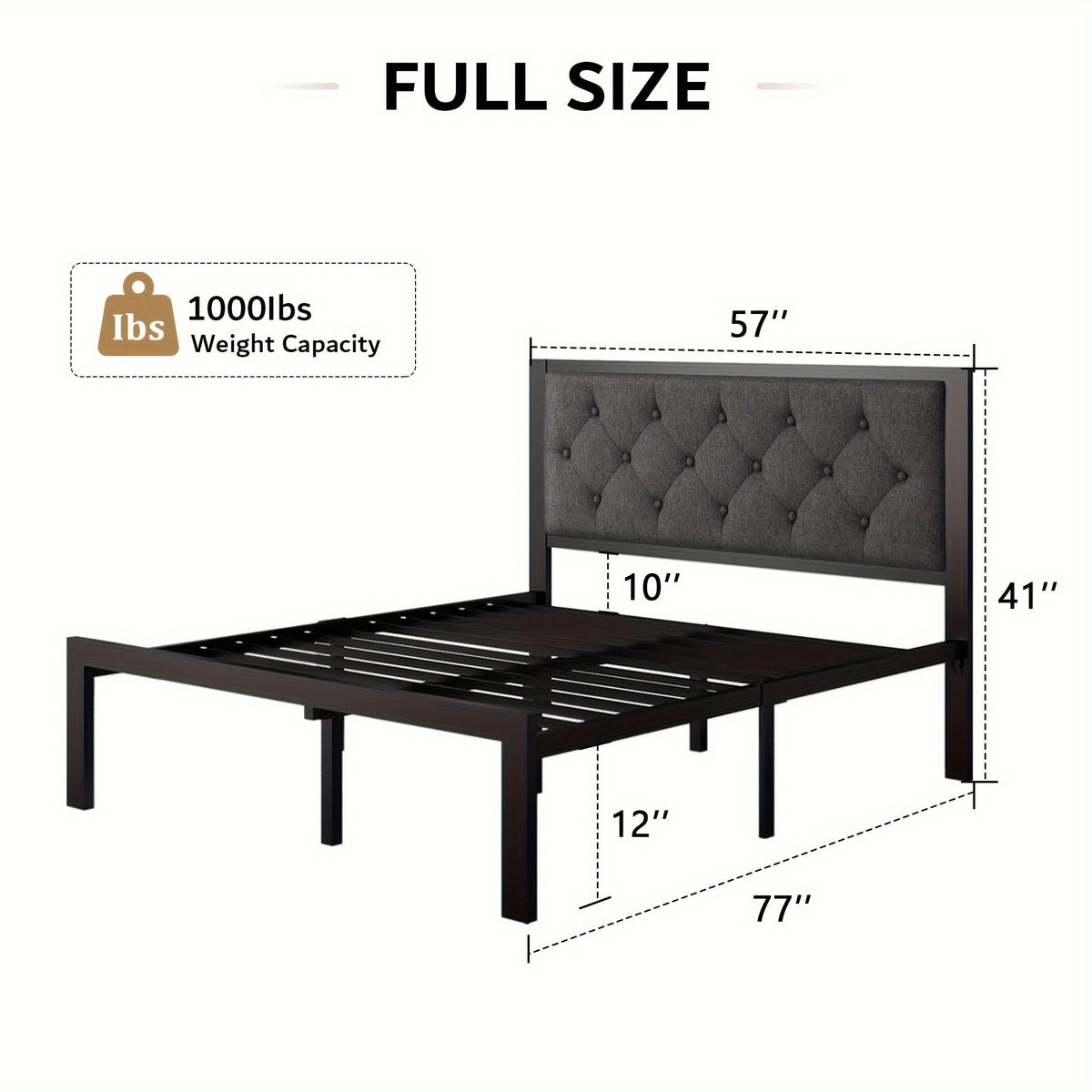 Bed Frame shown in the Gray, Full option