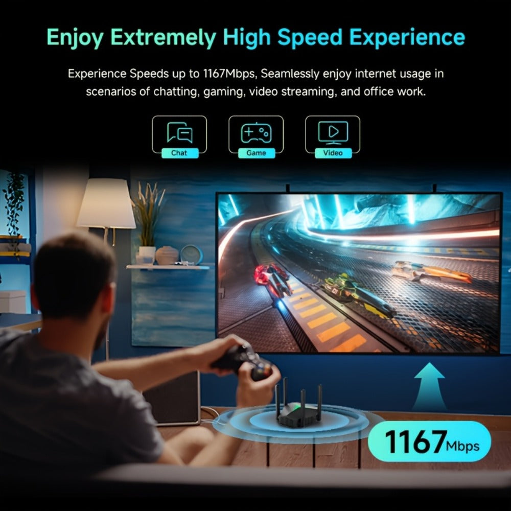 1167Mbps WiFi Repeater Single to Dual Band Converter - Wall-Penetrating Signal Booster Extender, 2.4G & 5G Simultaneous, 802.11ac Plug-In Design, Upgrades Single Band Router to Dual Band