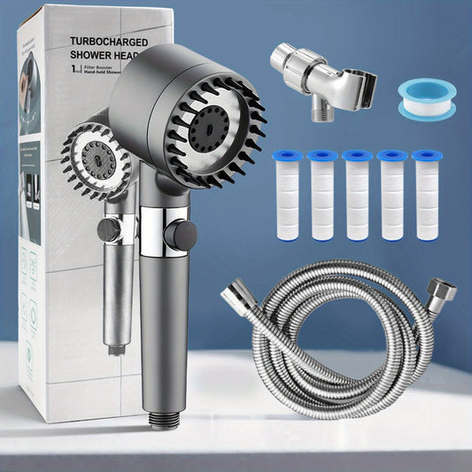 Filtered Handheld Shower Head with 4 Spray Modes, ON/OFF Switch & Hose