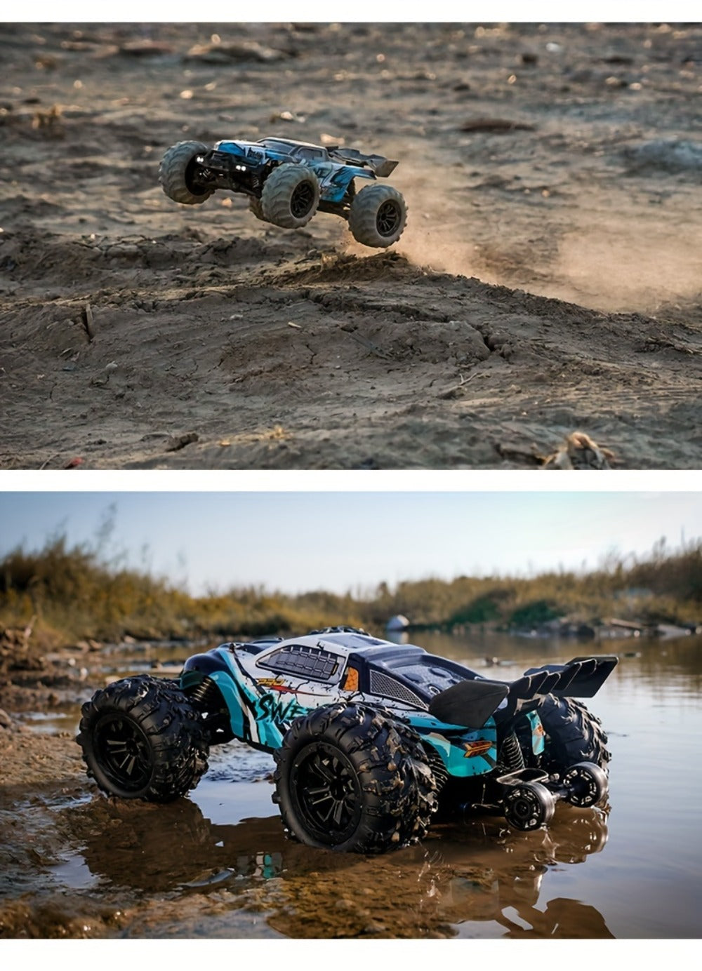 4WD RC Off-Road Car with Brushed or Brushless Dual-Battery Options