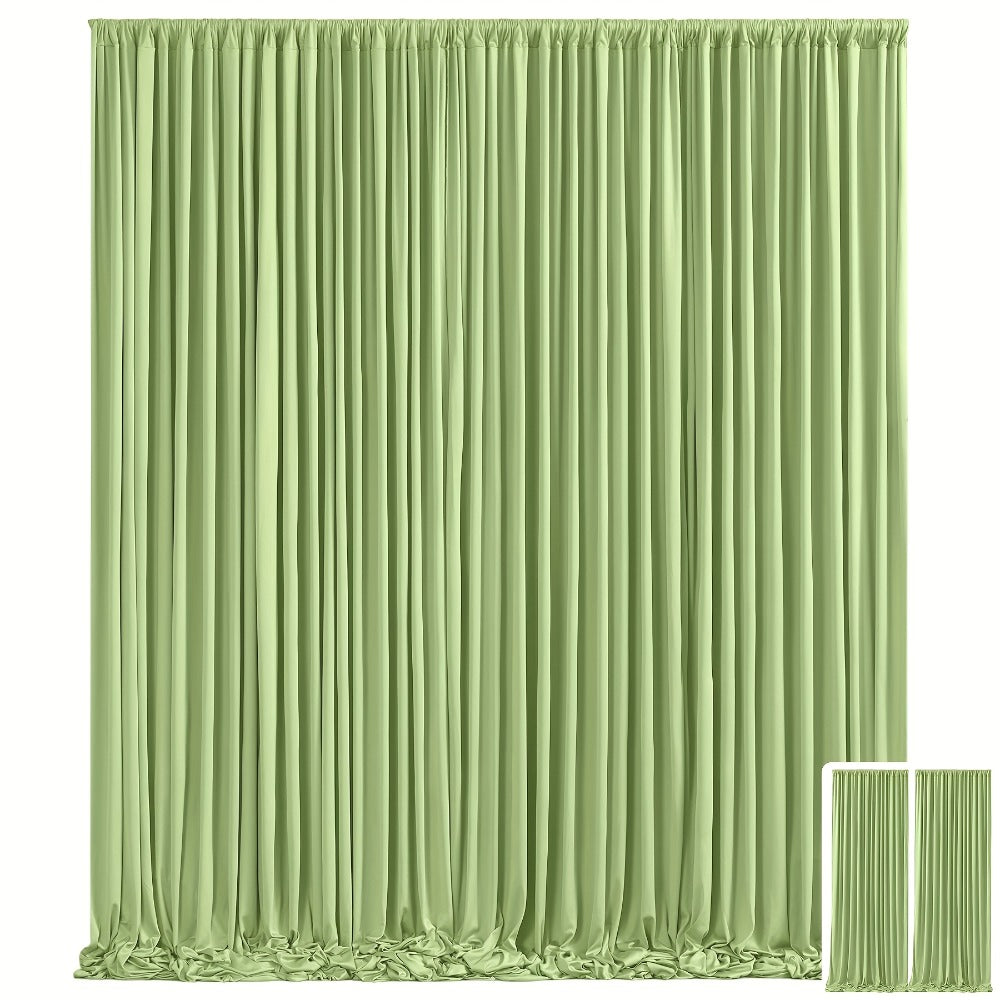 10x10Ft Polyester Photography Backdrop 2-Pack – Photo Booth Background Curtain for Party, Birthday, Wedding, Holiday, Stage & Exhibition Decoration, Wrinkle-Free, Machine Washable, Easy Pole Install