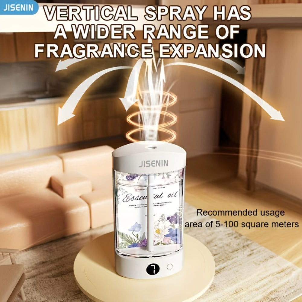 Mini Aroma Diffuser & Humidifier 2-in-1 Portable USB Rechargeable – 7-Level Timer, Silent Operation, LED Display, Auto Shut-Off, Essential Oil Bundles for Home Car Office Travel