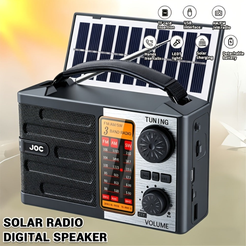 Portable Retro Radio Speaker with MP3 Player Rechargeable Battery Emergency Weather Radio for Outdoor Camping RV Smartphone Compatible Power Outage Survival
