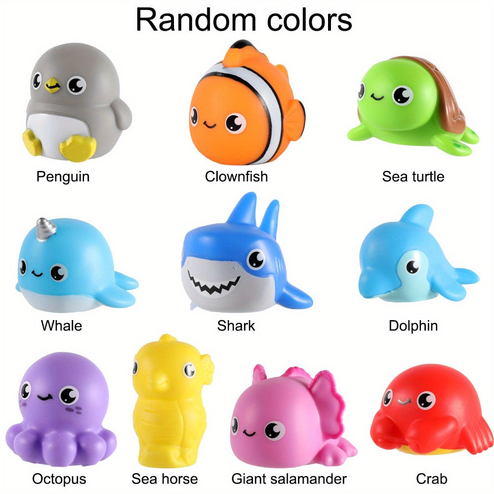 Sea Animal Light Up Bath Toys for Babies & Toddlers – 6/10 Pcs Color-Changing Floating Bathtub Toys, Sensory Water Pool Toys for Boys & Girls, Fun Bath Time Gift Set (Random Colors)
