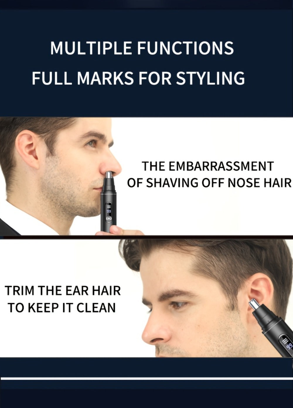 Electric Nose Trimmer with LED Display – USB Rechargeable Painless Facial Hair Removal Device for Men & Women, Nose Ear & Eyebrow Trimmer, Upgraded Grooming Tool, Ideal Gift