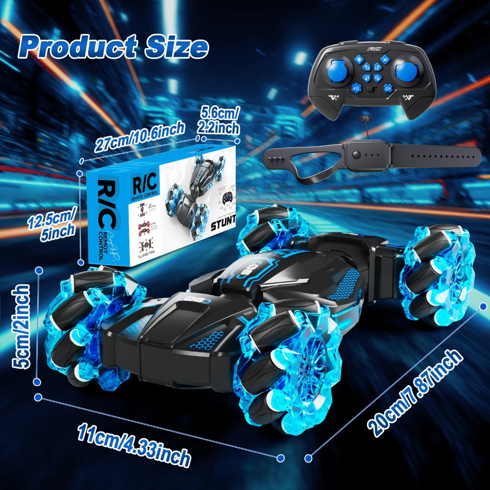 1:24 8WD RC Stunt Car with Dual Remote Control, LED Lights, and 28 km/h Speed