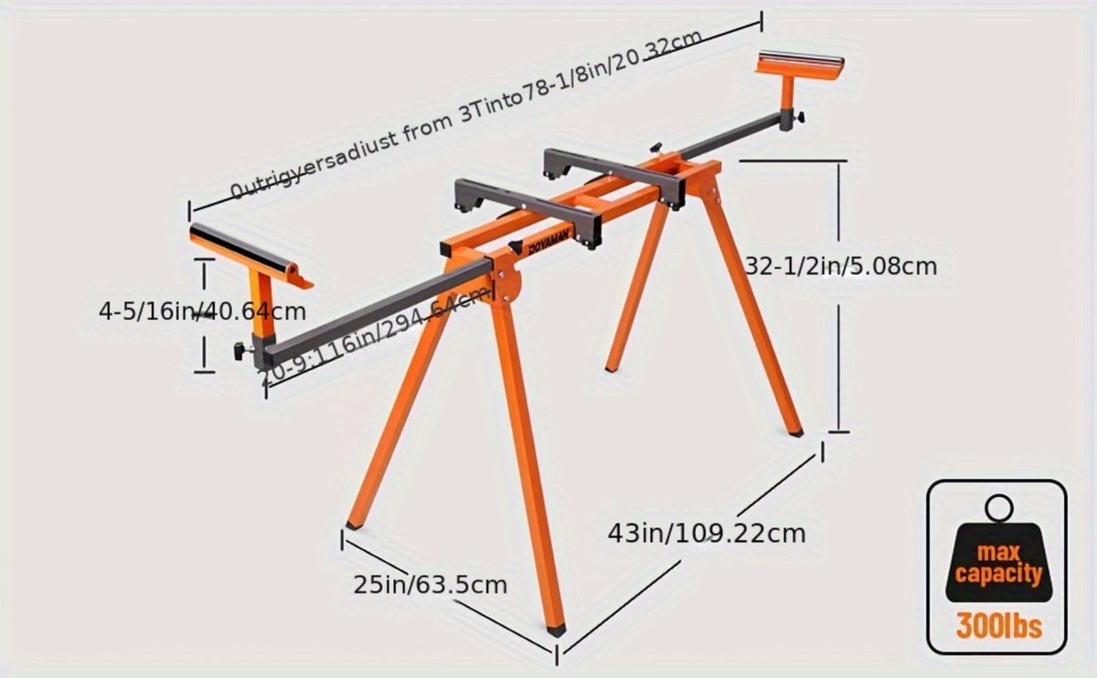 Miter Saw Stand with 78-1/8" Sliding Rail – 3-Step Quick Fold, 22LB Lightweight, 330LB Capacity, Universal Fit for DeWalt Makita Bosch & Most Miter Saw Brands