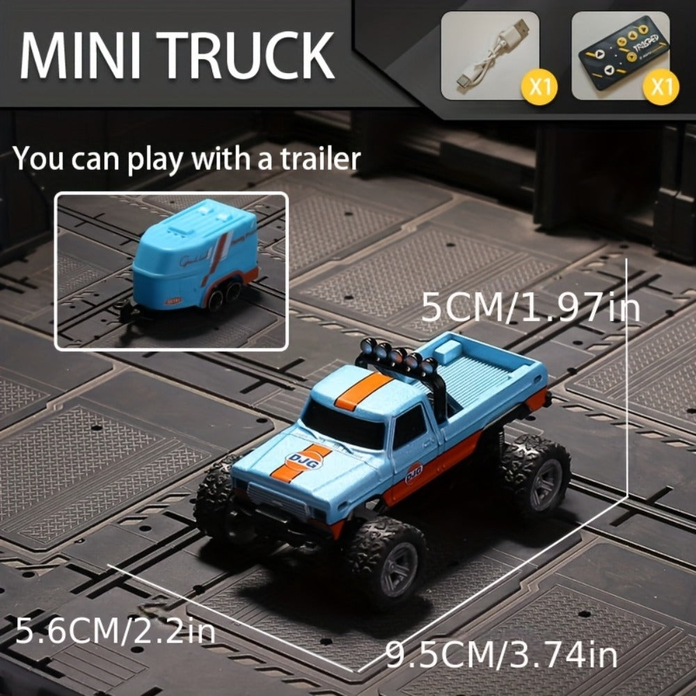 1:64 Scale Mini RC Off-Road Truck with Shock Absorbers, Alloy Body
