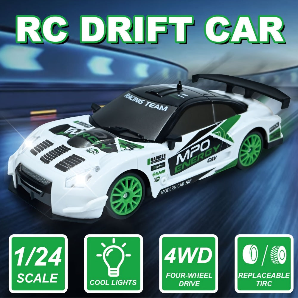 RC Drift Car 1:24 Scale 4WD Remote Control Sports Car, 2.4GHz Indoor Drift Racer, Red
