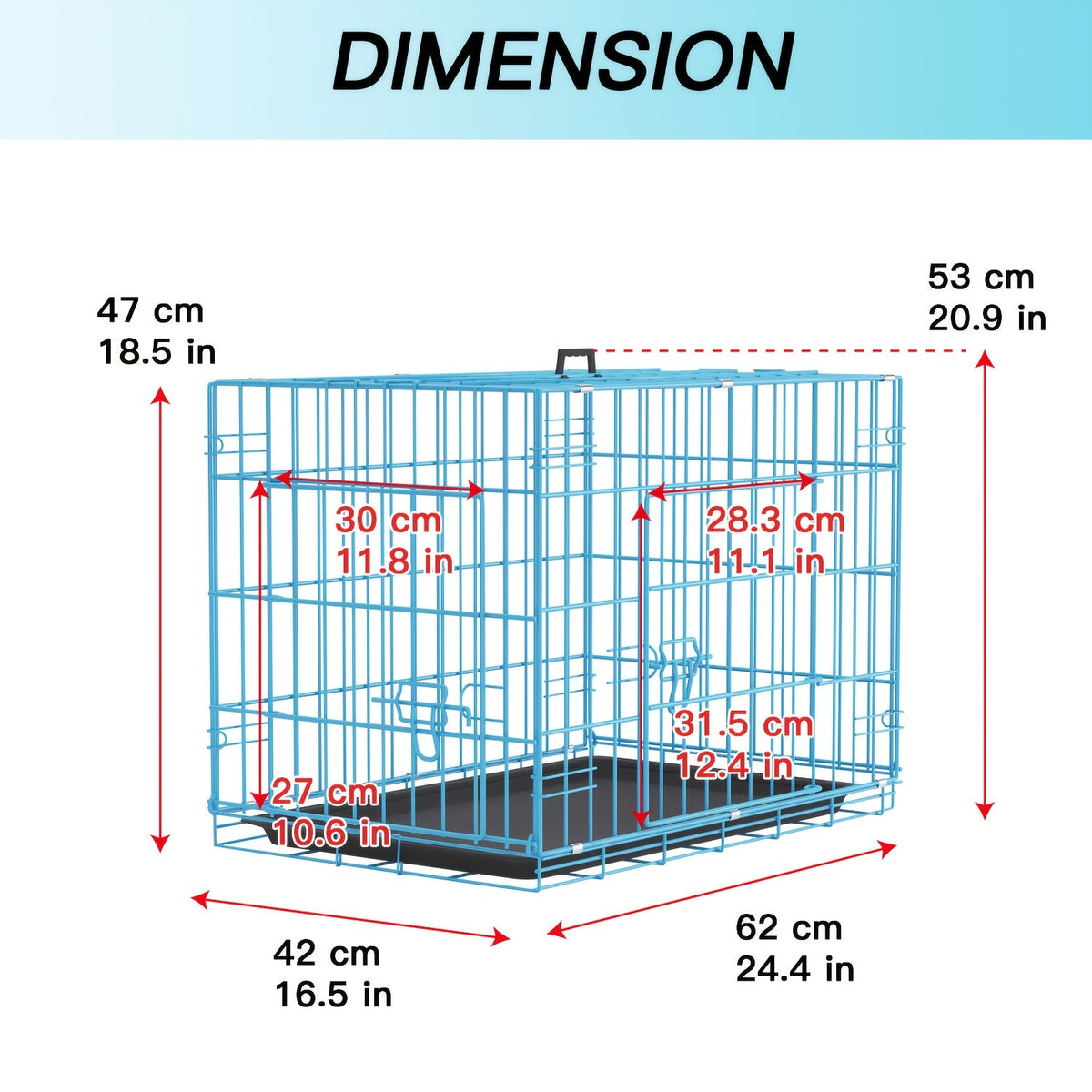 Dog Crate Foldable Metal Wire Dog Cage with Divider Panel & Leak-Proof Tray – Indoor Outdoor Dog Kennel for Small Medium Dogs, Rabbits & Small Animals, Multiple Sizes & Colors
