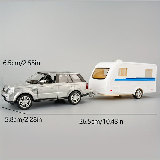 RMZCity 1:36 Scale Zinc Alloy Diecast Pull-Back Car with Horse Trailer, 4 Models