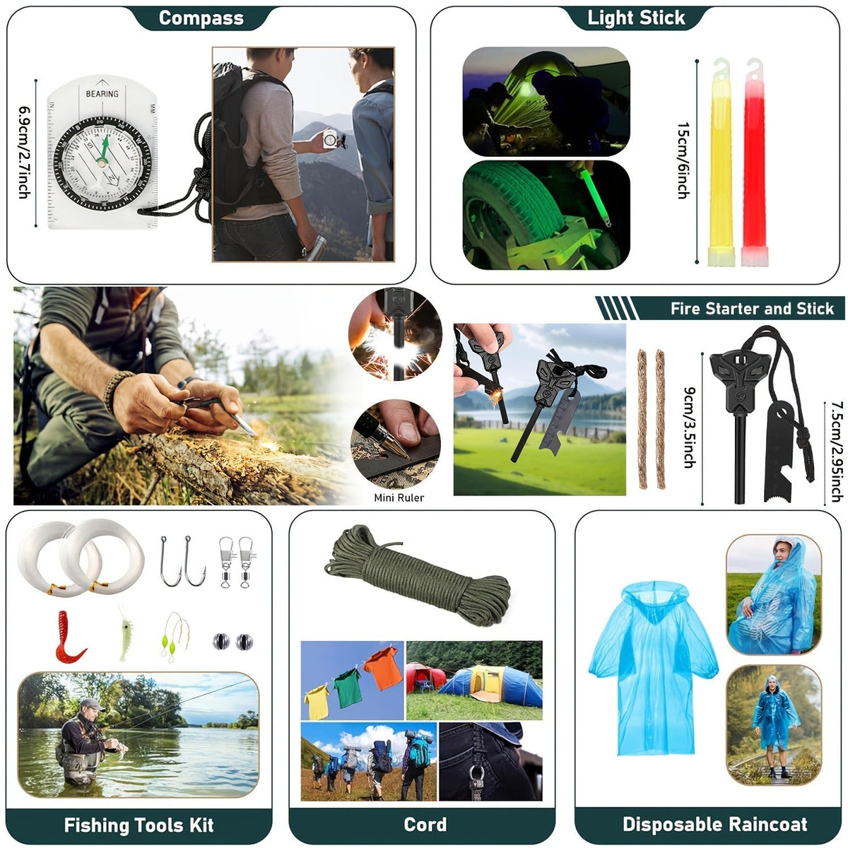 272-Piece Survival Gear Kit with Tactical Bag – Emergency Survival Equipment with Fire Starter, First Aid & Outdoor Tools for Camping, Hiking, Hunting – Crossbody & Molle Bag Options