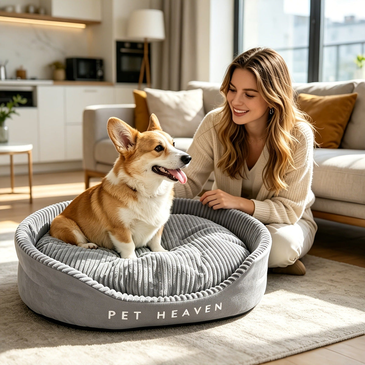 Furry Round Pet Bed for Dogs & Cats - Soft Warm Washable Dog Bed with Anti-Slip Base, Foldable Breathable Plush Cat Bed Mattress for Small Medium Large Pets, Indoor Dog Cage Pad, Sizes M-XXL