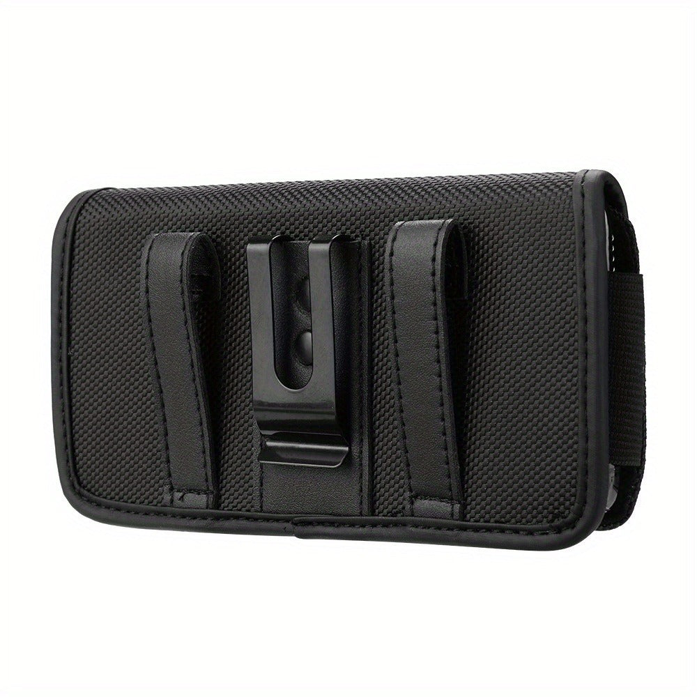 Nylon Phone Belt Clip Holster Pouch with Card Slot & Carabiner Hook - Horizontal Universal Cell Phone Carrying Case for iPhone 16 15 14 13 12 11 Pro Max, Samsung Galaxy S25 S24 S23 S22 Ultra A55 A35 A15 Note 20 & More