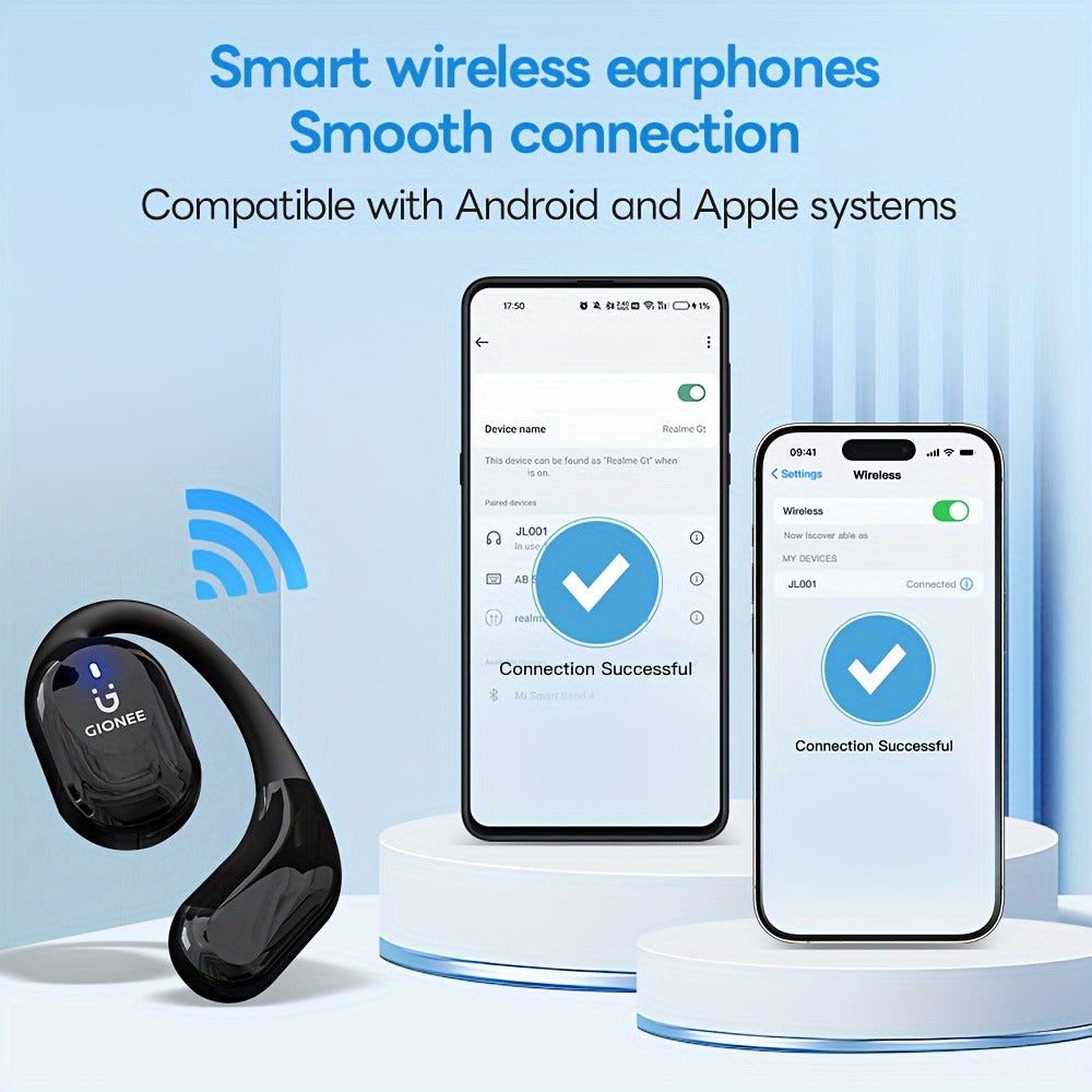 Gionee 90° Suspension Sport Earhook Wireless Earphones, Digital Display Charging Case Noise Cancelling HD Sound, Secure Fit Headphones for Gaming Movies Music Car iPhone Android