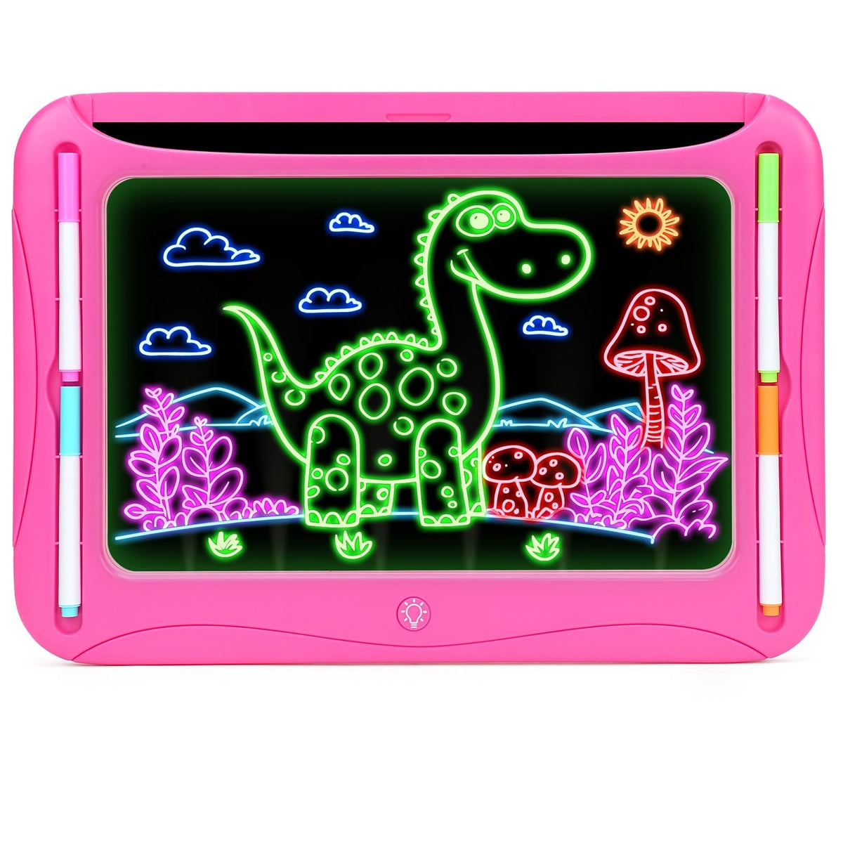 LED Light Up Drawing Board for Kids with 9 Double-Sided Tracing Cards & 6 Markers – Travel Doodle Board, 6 Colors