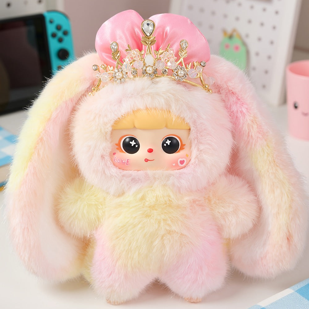 Kawaii Rabbit Plush Toy with Detachable Face, Customizable Bunny Stuffed Animal