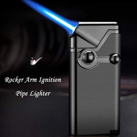 Jet Torch Lighter with Rocker Ignition, Refillable Metal Body & Adjustable Flame