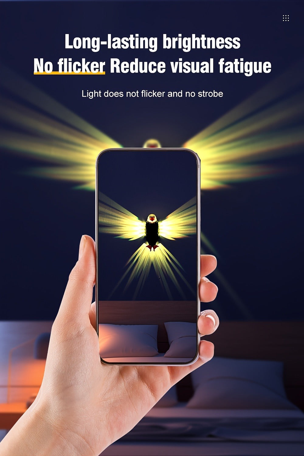 Eagle LED Wall Lamp – Colorful Ambient Night Light with Motion Sensor, Rechargeable Battery, Remote Control & Magnetic Wall Mount for Bedroom Living Room Corridor Hallway Decor (Black)
