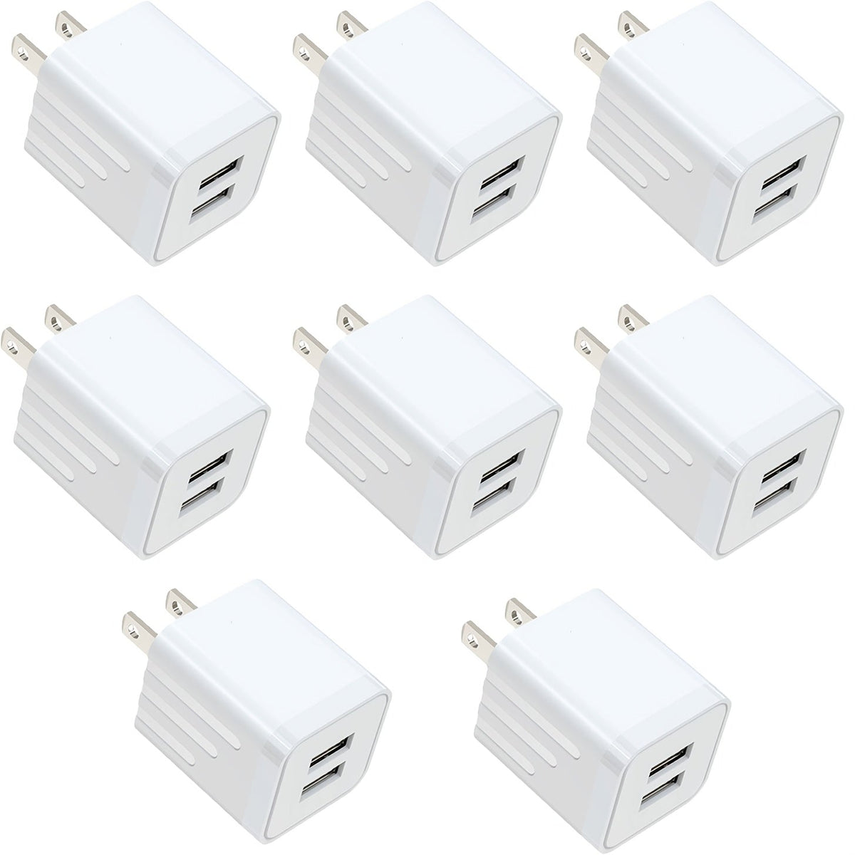 Dual Port USB Wall Charger 2.1A – JOZASHON 5V Cube Power Adapter Charging Block Brick for iPhone 16 15 14 13 12 11 Pro Max SE XS XR X 8 7 6 Plus, Samsung Galaxy, Android Phones (3-8 Pack)
