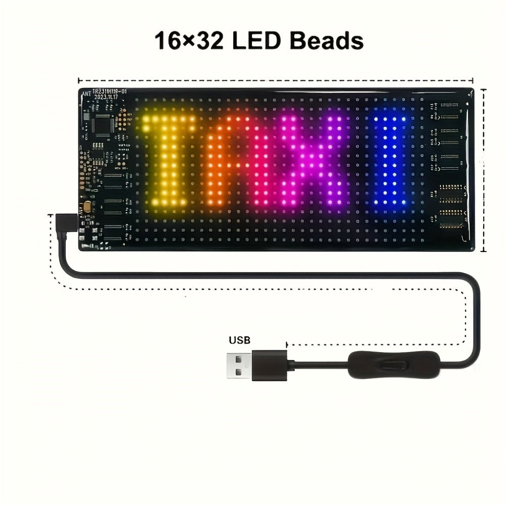 Flexible LED Matrix Screen Display DIY Text Picture & GIF – App & Remote Control, 5V USB Powered | 16x32 to 16x144 | Car, Store, Bike, Event & Holiday Signage