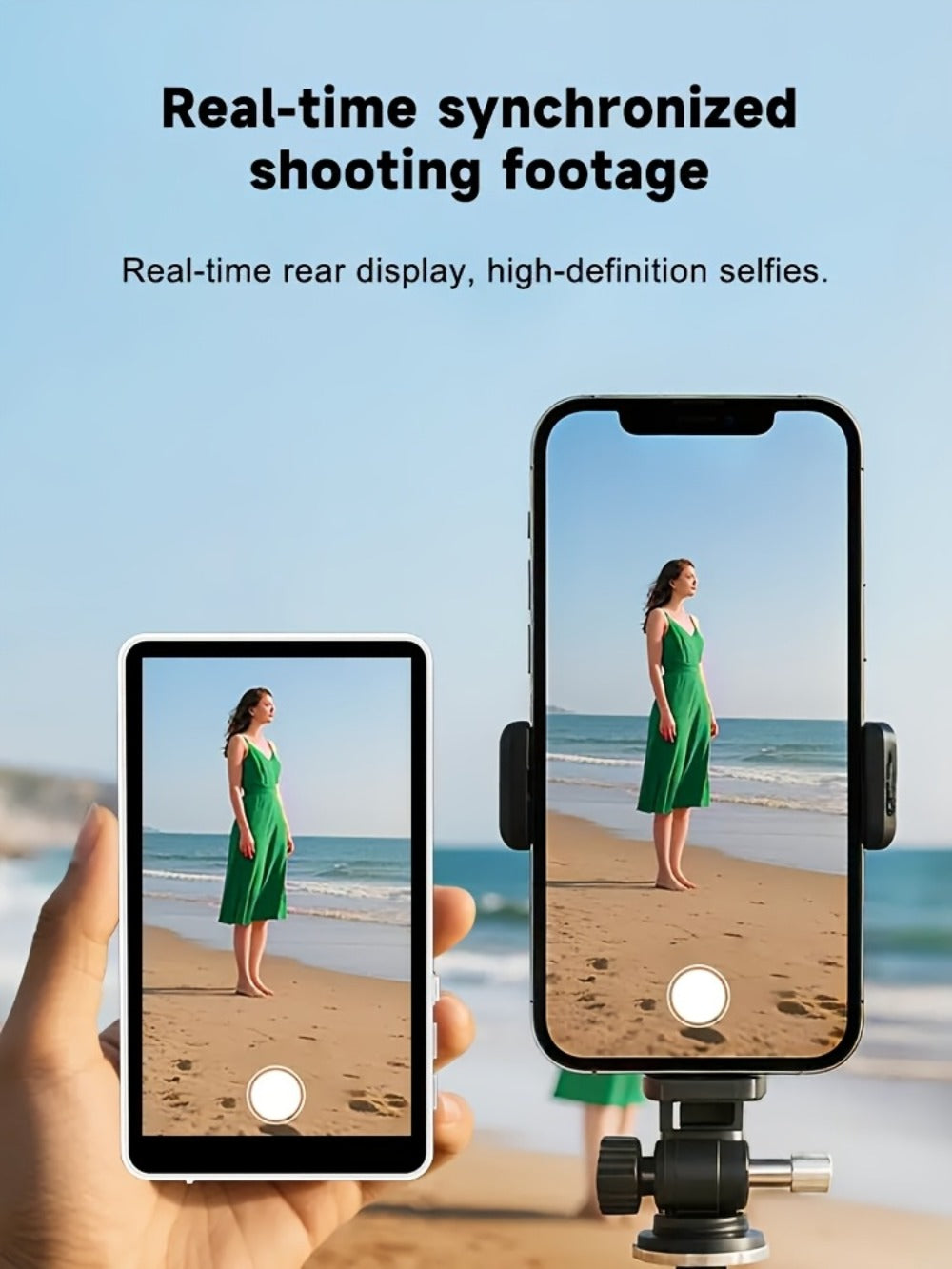 Magnetic Selfie Monitor Screen for Vlogging & Live Streaming – Rear-Facing Main Camera Display for iPhone & Android, High-Resolution Selfie Screen for TikTok, YouTube & Instagram Content Creation