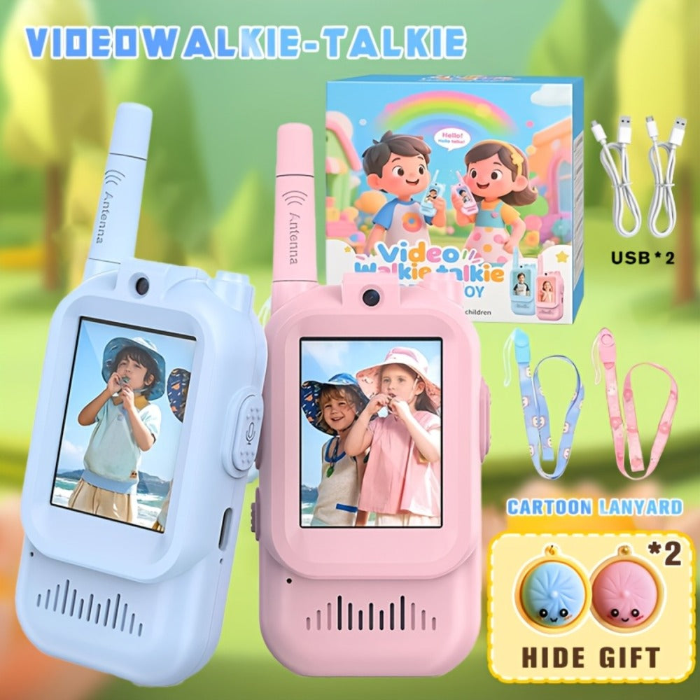 Kids Video Walkie Talkies, Blue and Pink 2-Pack with Voice Changer and Camera