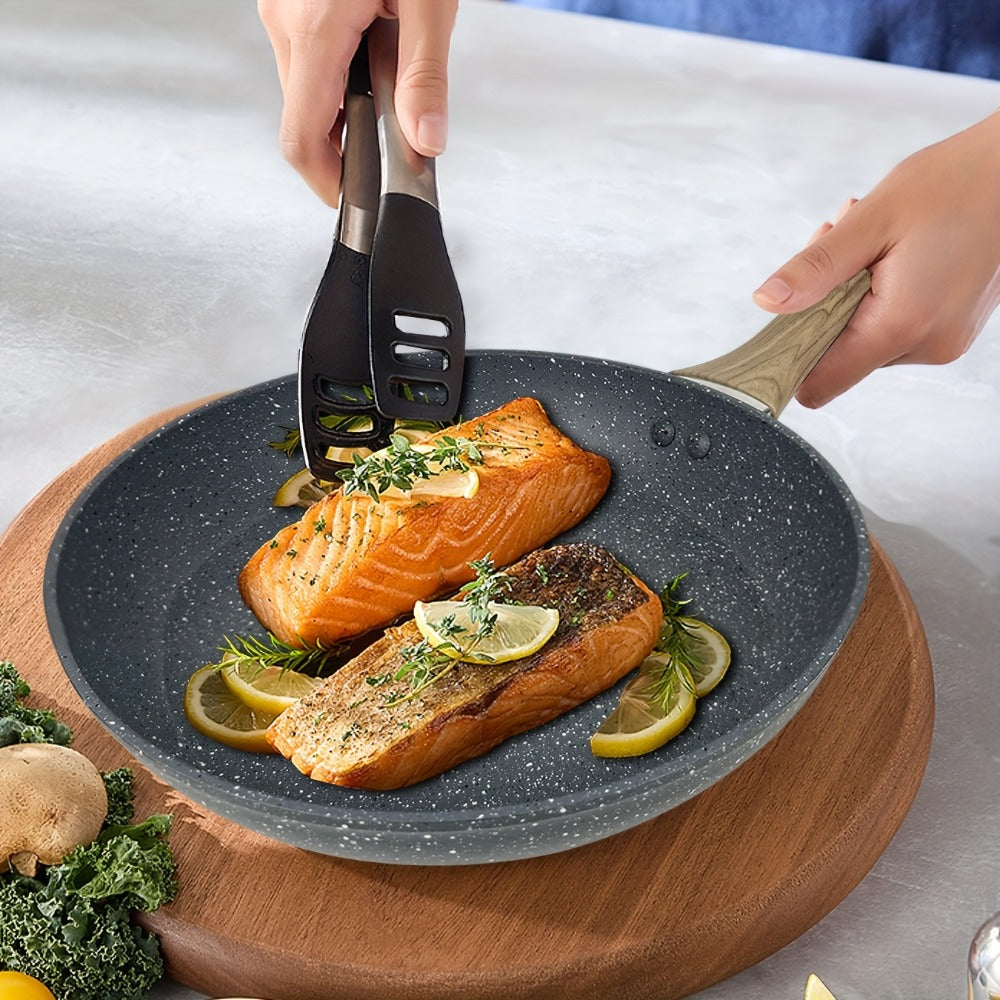 Non-Stick Frying Pan Set 3-Piece 7 9.5 11 Inch – Dishwasher Safe Skillet Set with Insulated Handle | Induction Compatible Home Kitchen Pans in Beige Grey & Black | Durable Even-Heating Cookware