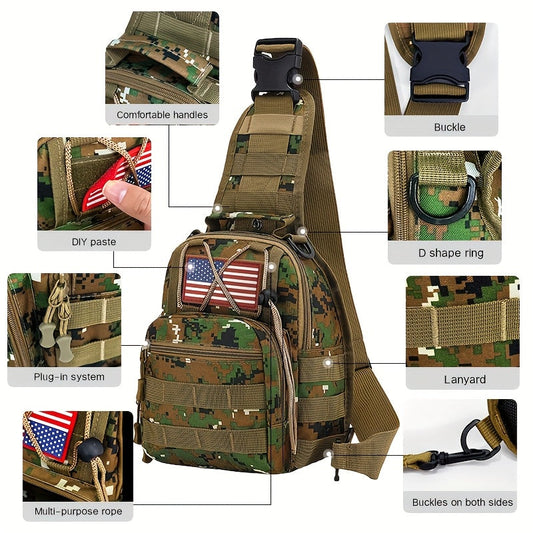 Tactical Sling Backpack, Single-Strap Shoulder Bag with Zipper Closure, 6 Options