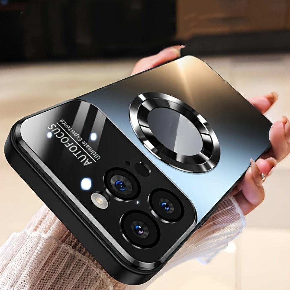 MagSafe iPhone Case Matte Titanium with Built-In Glass Lens Protector for iPhone 17 Pro Max Air 16 15 14 Series – Shockproof Luxury Magnetic Wireless Charging Cover