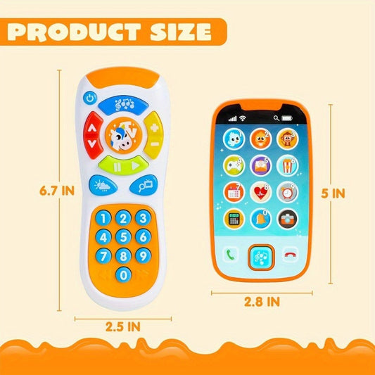 Toy Phone and Remote Control Set with Horse, Pretend Play Baby Smartphone with Music & Sounds