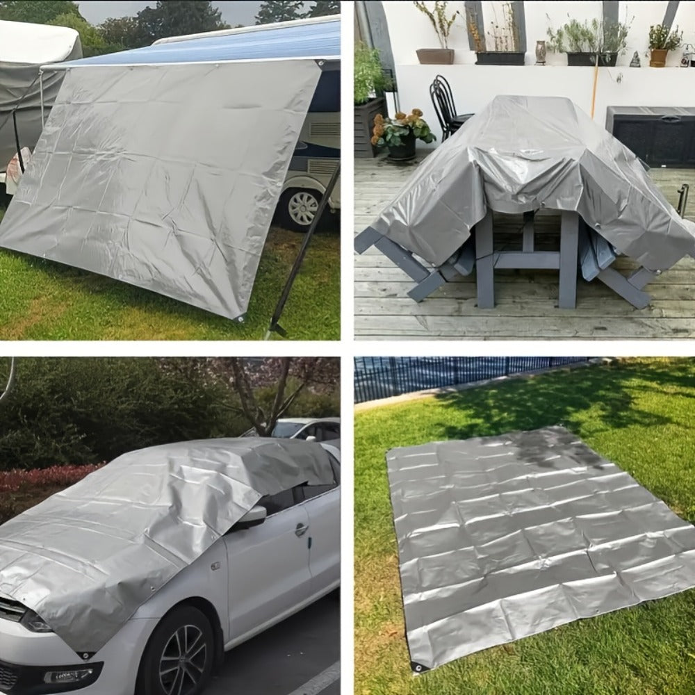 Heavy Duty Waterproof Tarp 2-Pack 10Mil 150GSM Black Silver – Tear-Proof Polyethylene Cover with Reinforced Grommets for Roof Pool Boat Car Camping & Outdoor