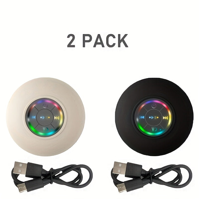 Bathroom Shower Speaker with LED Light – Wireless Bluetooth Speaker, USB Rechargeable 400mAh Battery, Suction Cup Mount, Button Control, Waterproof Design for Shower, Bath & Indoor Use