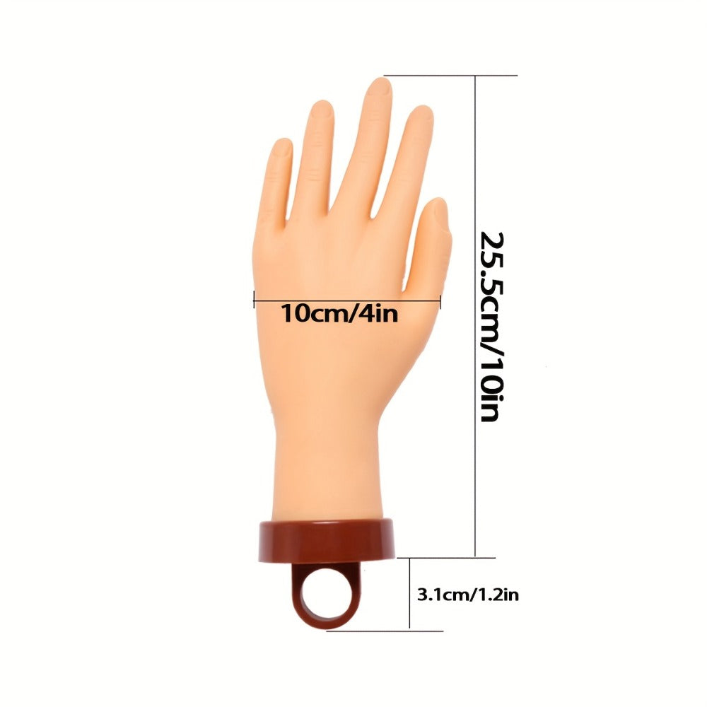 Silicone Nail Practice Hand Model with Desktop Stand - Flexible Realistic Fake Hand for Nail Art Training, Beginner Practice Glove Set for Nail Tech Students Home Salon