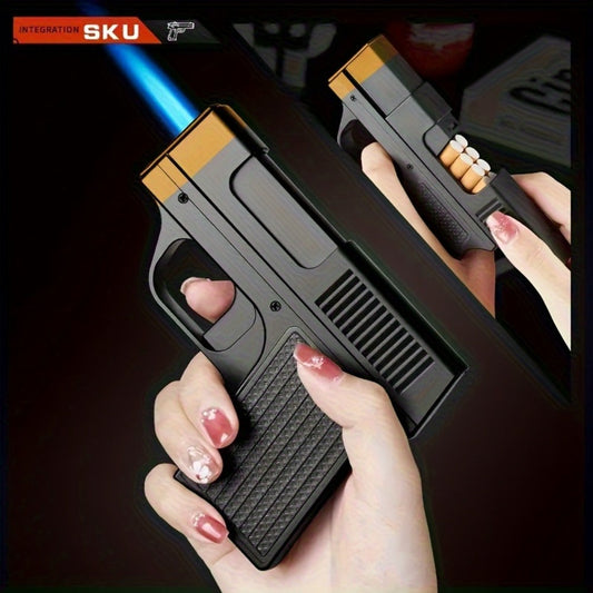 Butane Torch Lighter with Box-Style Design and Adjustable Flame, Black or Brown