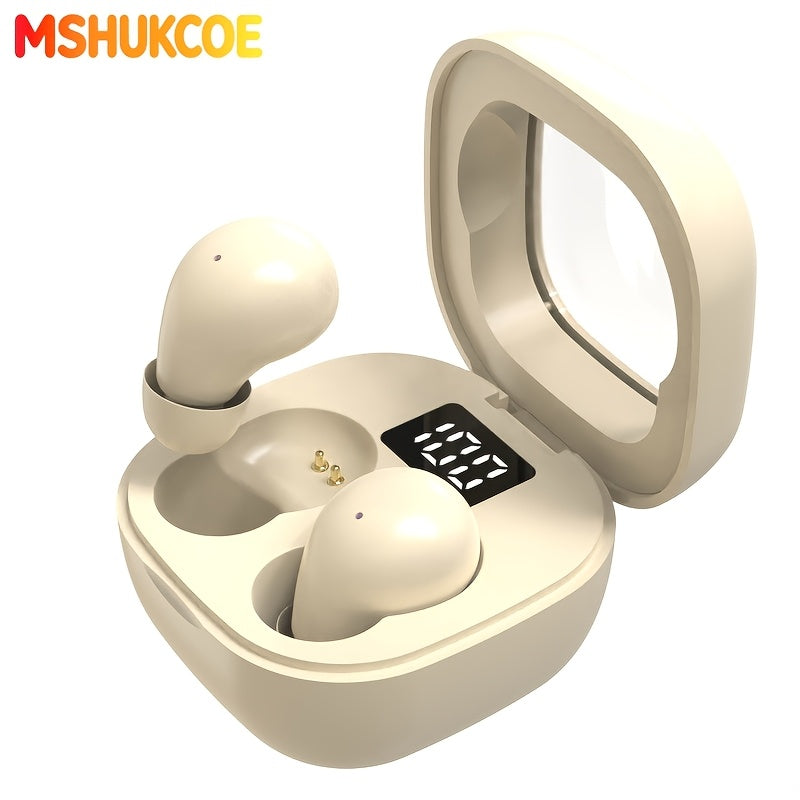 MSHUKCOE Ultra Thin Sleep Earbuds Low Latency Sleep Game Mode, Dual Noise Reduction 6D Bass HiFi Invisible In-Ear Wireless Earphones Ultra Long Battery Life, Birthday Gift